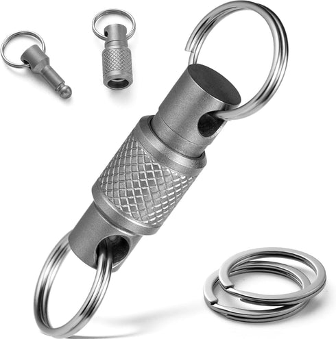 FEGVE Titanium Quick Release Swivel Keychain, Pull Apart Detachable Keychain Heavy Duty Car Key Holder with 4 Stainless Steel Key Rings-1pcs...